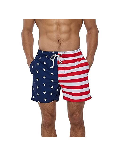 FREDRM Mens Swim Trunks Quick Dry Boardshorts with Mesh Lining Above Knee Swimwear Bathing Suits