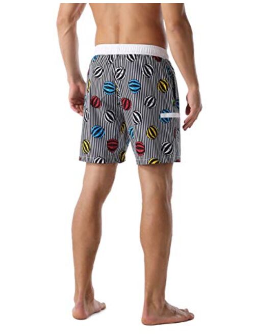 Nonwe Men's Swim Trunks Water Sport Printed Lightweight Quick Dry Drawstring