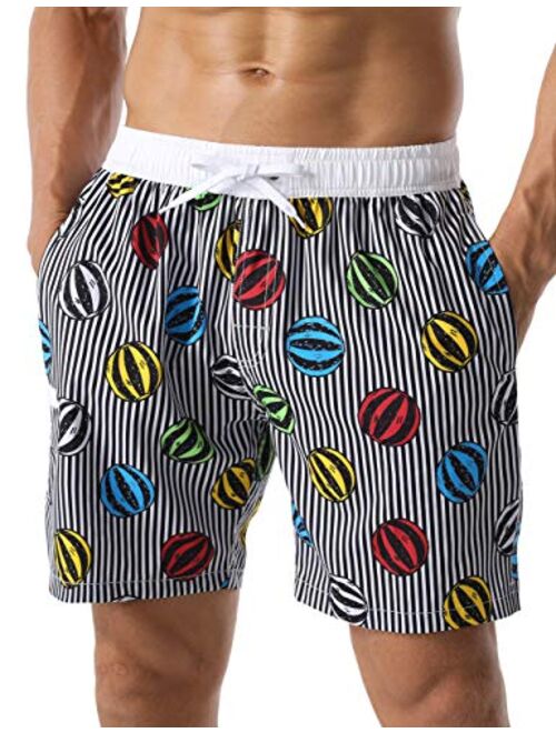 Nonwe Men's Swim Trunks Water Sport Printed Lightweight Quick Dry Drawstring