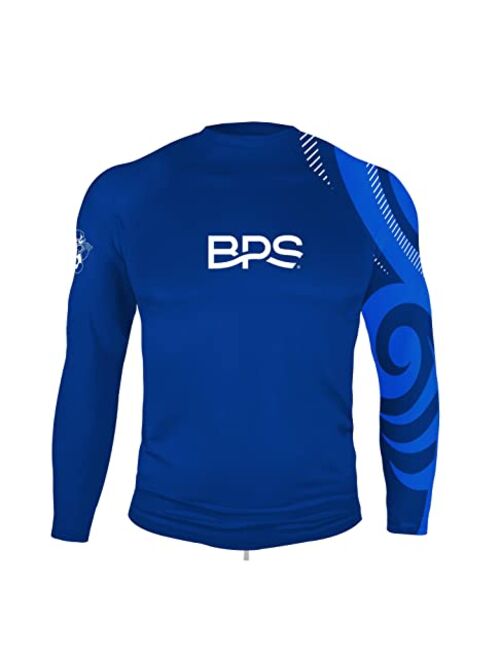 BPS Men's UPF 50+ Long Sleeve Swim Shirt/Rash Guard with Sun Protection