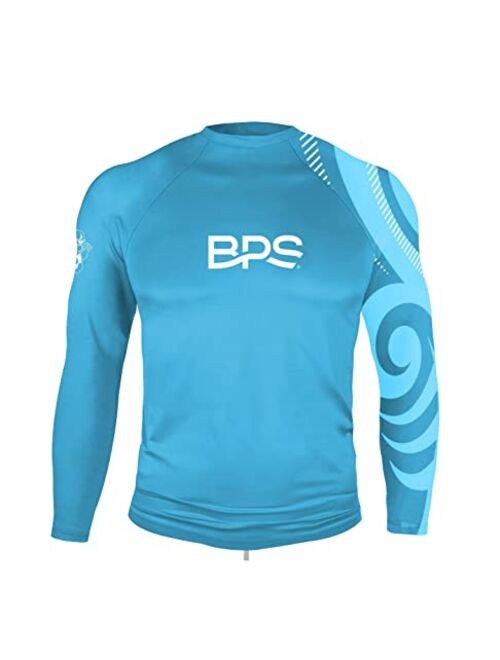 BPS Men's UPF 50+ Long Sleeve Swim Shirt/Rash Guard with Sun Protection