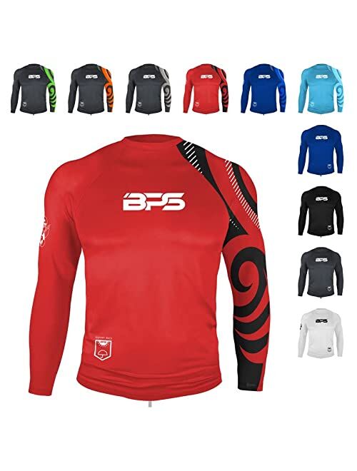 BPS Men's UPF 50+ Long Sleeve Swim Shirt/Rash Guard with Sun Protection