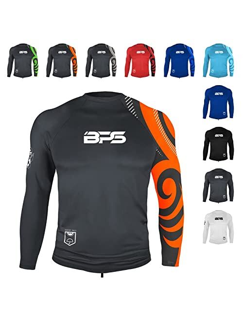 BPS Men's UPF 50+ Long Sleeve Swim Shirt/Rash Guard with Sun Protection