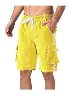 Men's Swim Trunks with Mesh Liner 4 Pockets Quick Dry Beachwear Swimuits Board Shorts