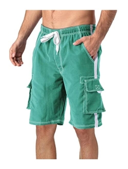 Men's Swim Trunks with Mesh Liner 4 Pockets Quick Dry Beachwear Swimuits Board Shorts