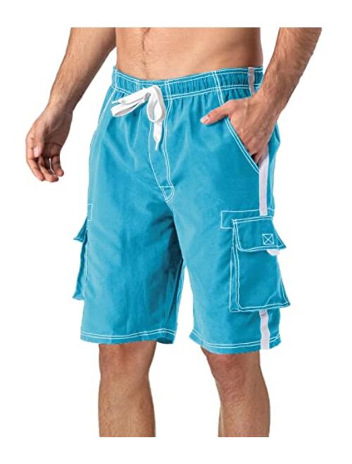 MAGCOMSEN Men's Swim Trunks with Mesh Liner 4 Pockets Quick Dry Beachwear Swimuits Board Shorts