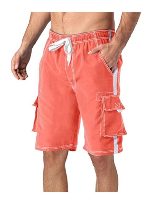 MAGCOMSEN Men's Swim Trunks with Mesh Liner 4 Pockets Quick Dry Beachwear Swimuits Board Shorts