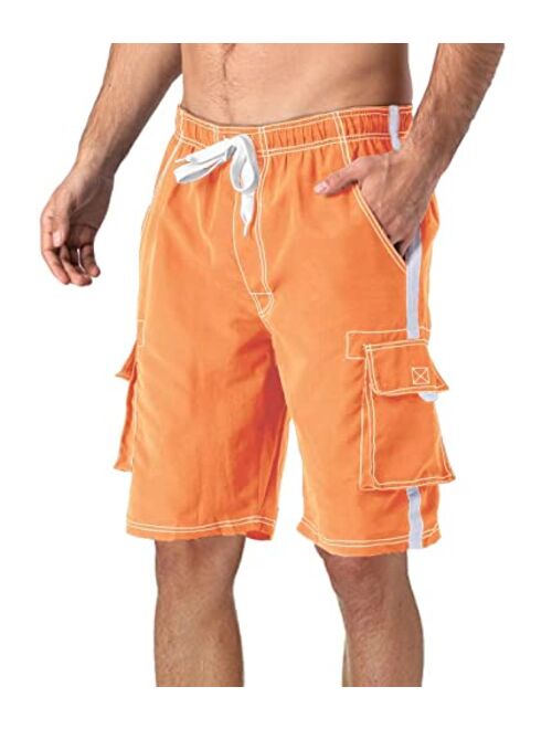 MAGCOMSEN Men's Swim Trunks with Mesh Liner 4 Pockets Quick Dry Beachwear Swimuits Board Shorts