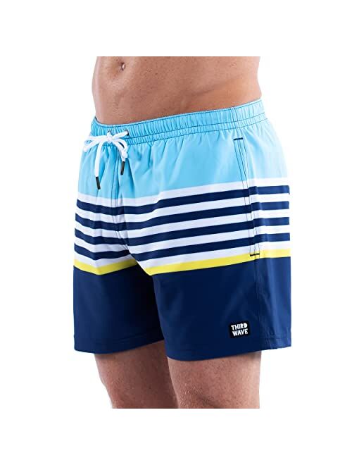 Third Wave Premium Swim Trunks - Men's 5 Inch Inseam Quick Dry Swim Shorts for Beach and Swimming