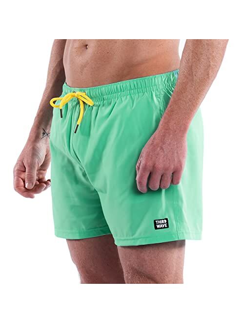 Third Wave Premium Swim Trunks - Men's 5 Inch Inseam Quick Dry Swim Shorts for Beach and Swimming