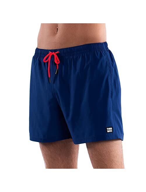 Third Wave Premium Swim Trunks - Men's 5 Inch Inseam Quick Dry Swim Shorts for Beach and Swimming