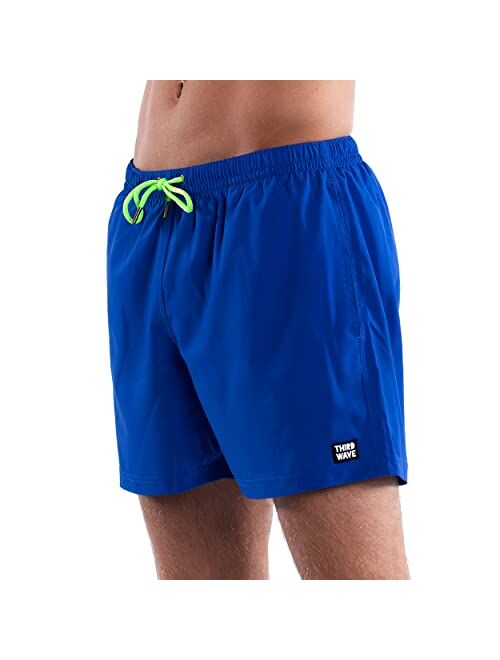 Third Wave Premium Swim Trunks - Men's 5 Inch Inseam Quick Dry Swim Shorts for Beach and Swimming