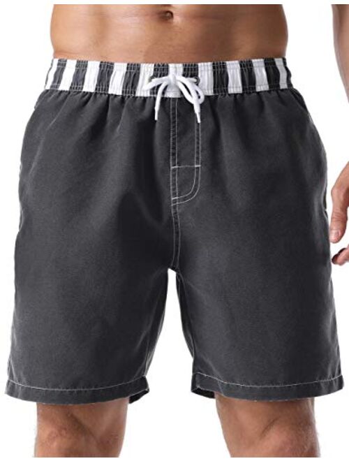 Nonwe Men's Swim Trunks Beachwear Outdoor Quick Dry Retro Soft Washed Drawstring Board Short