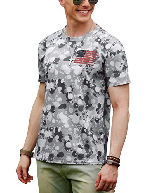 Arvilhill Men's 4th of July Short Sleeve T-Shirt Patriotism USA Flag Tshirt Patriot Beach Tee Shirt