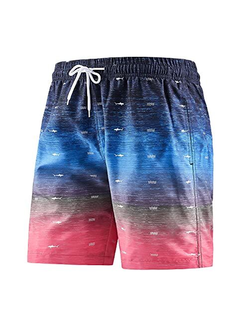 HOTSKON Men's Swim Trunks Quick Dry Beach Shorts with Mesh Lining Swimwear Bathing Suits