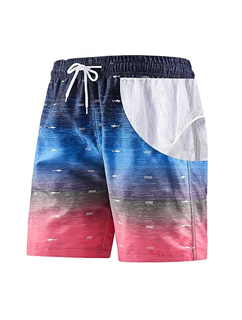 HOTSKON Men's Swim Trunks Quick Dry Beach Shorts with Mesh Lining Swimwear Bathing Suits