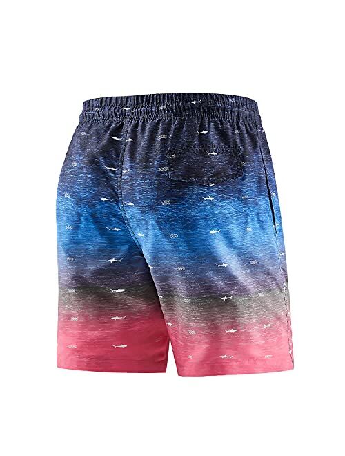 HOTSKON Men's Swim Trunks Quick Dry Beach Shorts with Mesh Lining Swimwear Bathing Suits