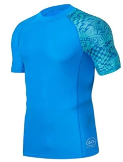 ADOREISM Men's Quick-Dry UPF 50+ Sun Protection Short Sleeve Rash Guard