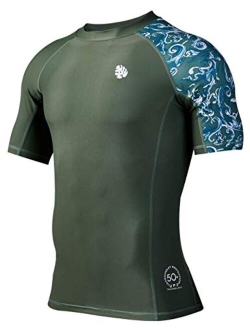 ADOREISM Men's Quick-Dry UPF 50+ Sun Protection Short Sleeve Rash Guard