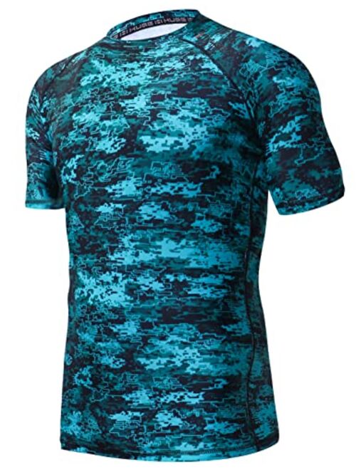 ADOREISM Men's Quick-Dry UPF 50+ Sun Protection Short Sleeve Rash Guard