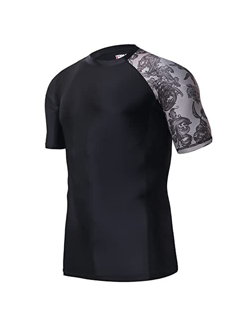 ADOREISM Men's Quick-Dry UPF 50+ Sun Protection Short Sleeve Rash Guard