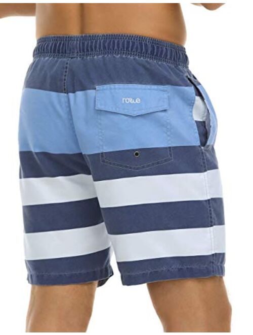 Nonwe Mens Swim Board Shorts Retro Washed Quick Dry Lightweight Beach Shorts