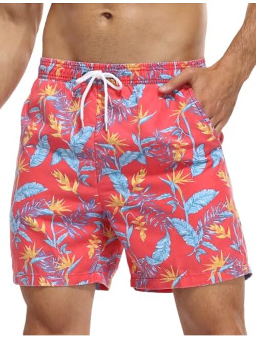 Nonwe Mens Swim Board Shorts Retro Washed Quick Dry Lightweight Beach Shorts