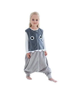 MICHLEY Baby Sleeping Bag Sack with Feet Autumn Winter Swaddle Wearable Blanket Sleeveless Nightgowns for Infant Toddler, 3-5T, Grey Shark