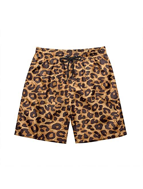 IORTY RTTY Mens Swim Trunks Quick Dry Swim Shorts with Mesh Lining Funny Leopard Print Swimwear Bathing Suits