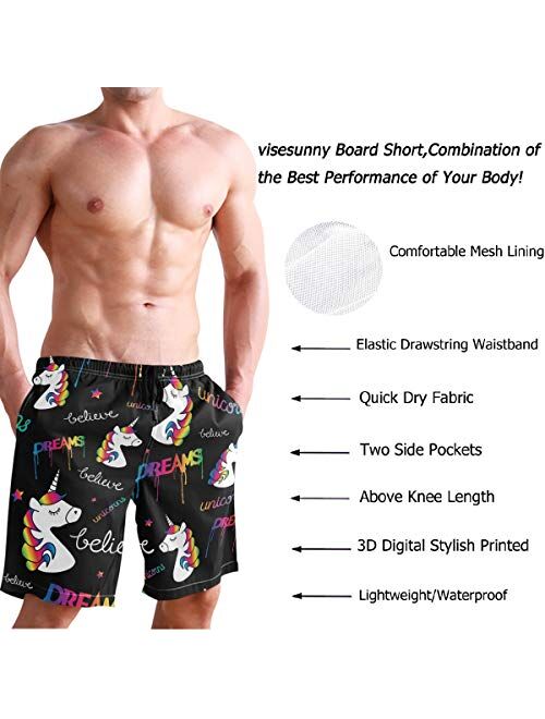 visesunny Men's Colorful Flower Print Beach Shorts Hot Summer Swim Trunks Sports Running Bathing Suits with Mesh Lining