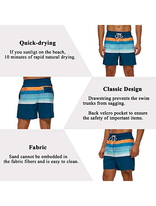 SILKWORLD Men's Quick Dry Swim Trunks with Pockets Swimwear Beach Shorts