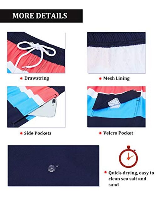 SILKWORLD Men's Quick Dry Swim Trunks with Pockets Swimwear Beach Shorts