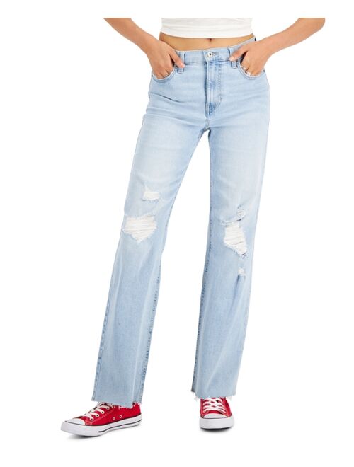 CELEBRITY PINK Juniors' Distressed Knee Wide Leg Jeans