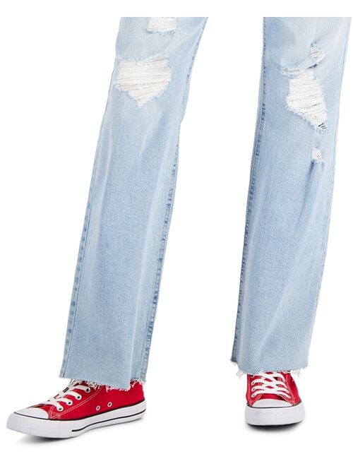 CELEBRITY PINK Juniors' Distressed Knee Wide Leg Jeans