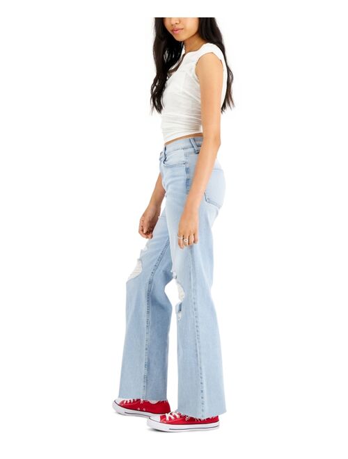 CELEBRITY PINK Juniors' Distressed Knee Wide Leg Jeans