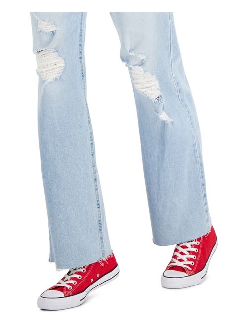 CELEBRITY PINK Juniors' Distressed Knee Wide Leg Jeans