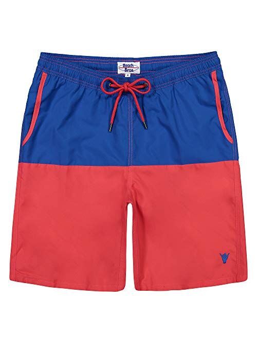 Beach Bros. Mens Swim Trunks, Quick Dry Board Shorts, Lightweight Quick Drying Swimsuit with Elastic Waistband and Pockets