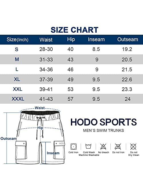 HODOSPORTS Mens Swim Trunks 9" Quick Dry Swim Shorts Bathing Suits