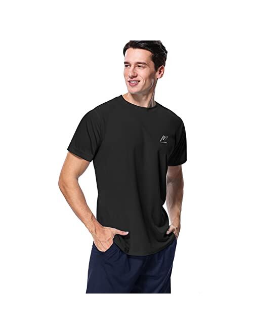 MeetHoo Men Standard Swim Rash Guard UPF 50+ Sun Protection Quick Dry SPF Short Sleeve Workout Fishing Running T Shirts