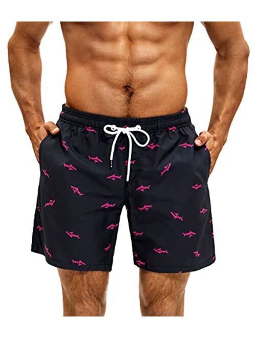 Babcoast Mens Swim Trunks with Mesh Lining Quick Dry Board Shorts Mens Swimwear