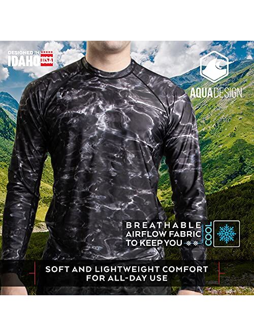 Aqua Design Mens Rash Guard Long Sleeve Water Shirt, Swimming Shirts for Men