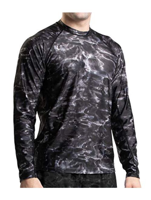 Aqua Design Mens Rash Guard Long Sleeve Water Shirt, Swimming Shirts for Men