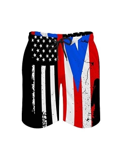 Gdewcro Vintage Black American Flag Men's Summer Swim Trunks Quick Dry Board Shorts Beach Shorts with Mesh Lining