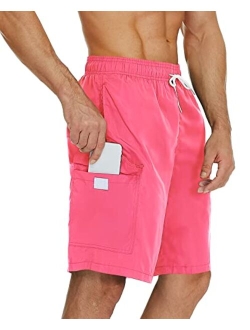 SILKWORLD Mens 9" Swimming Trunks Quick Dry Swim Shorts Bathing Suit with Liner