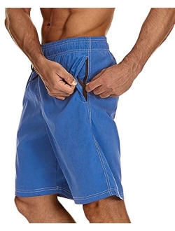 SILKWORLD Mens 9" Swimming Trunks Quick Dry Swim Shorts Bathing Suit with Liner