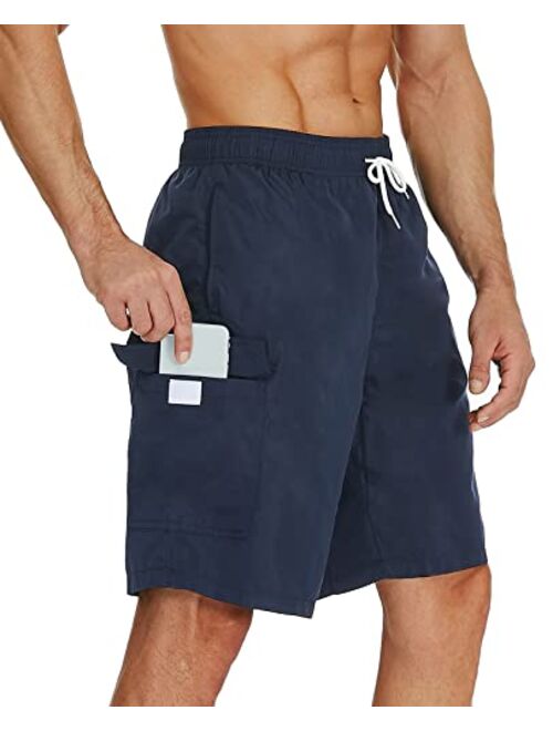 SILKWORLD Mens 9" Swimming Trunks Quick Dry Swim Shorts Bathing Suit with Liner