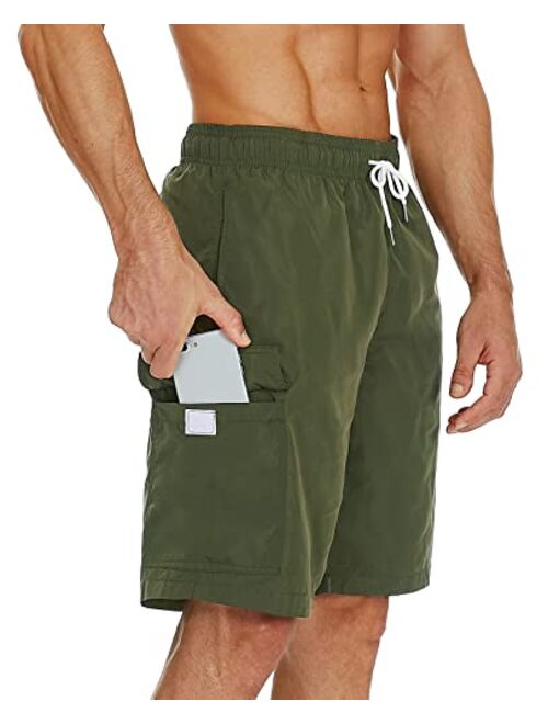 SILKWORLD Mens 9" Swimming Trunks Quick Dry Swim Shorts Bathing Suit with Liner