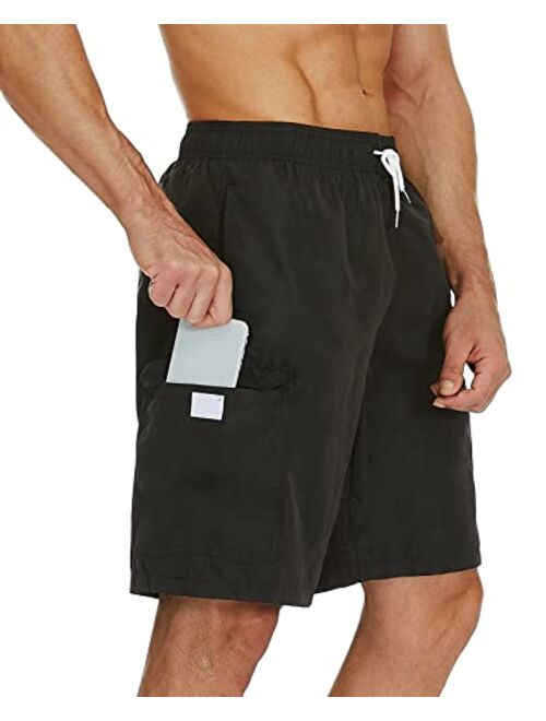 SILKWORLD Mens 9" Swimming Trunks Quick Dry Swim Shorts Bathing Suit with Liner