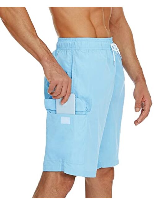 SILKWORLD Mens 9" Swimming Trunks Quick Dry Swim Shorts Bathing Suit with Liner