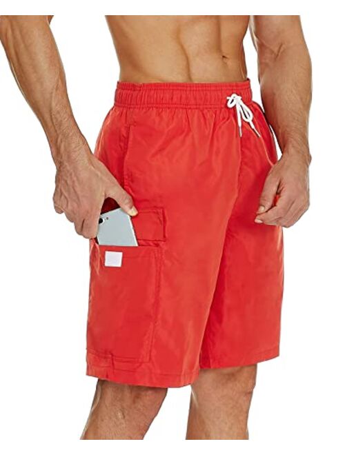 SILKWORLD Mens 9" Swimming Trunks Quick Dry Swim Shorts Bathing Suit with Liner